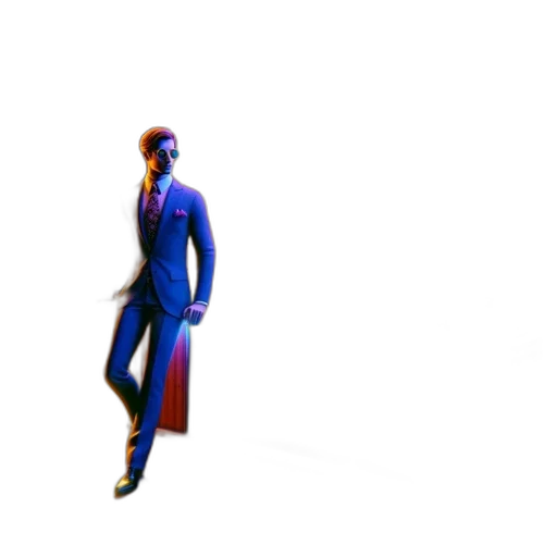 jacket, staff, robot, creature transparent PNG cut-out