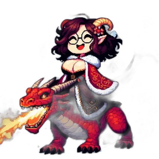 dragon, staff, pixel art, fantasy art transparent PNG cut-out