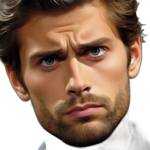 face, hair, photorealistic, oil painting transparent PNG cut-out
