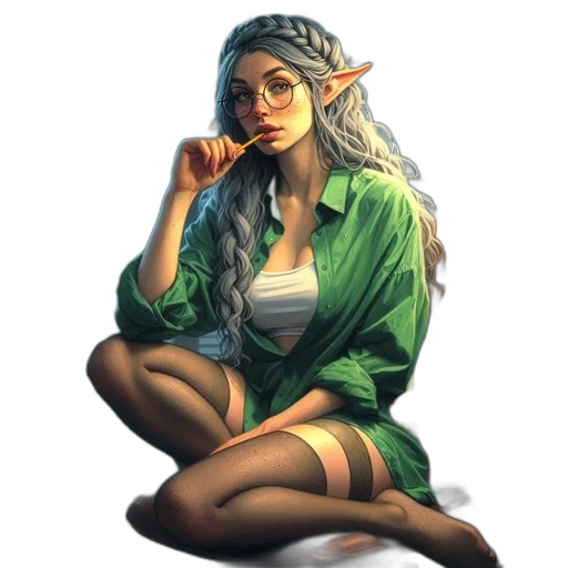 dragon, dress, staff, fantasy art transparent PNG cut-out