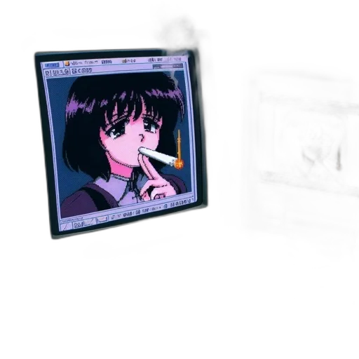 vaporwave, anime, pixel art, concept art transparent PNG cut-out
