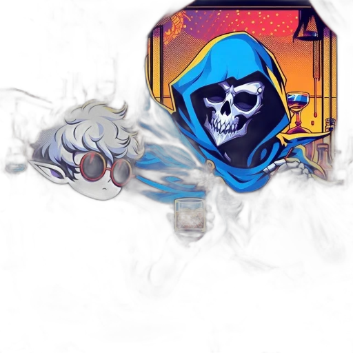 mask, jacket, staff, weapon transparent PNG cut-out