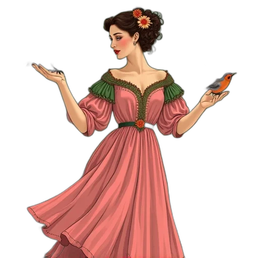 dress, staff, jewelry, concept art transparent PNG cut-out