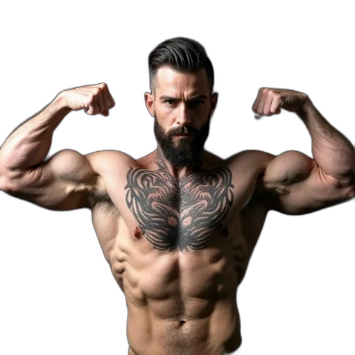 animal, photorealistic, muscular, man transparent PNG cut-out