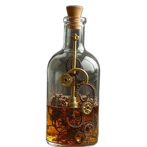 bottle, crown, weapon, 3d render transparent PNG cut-out