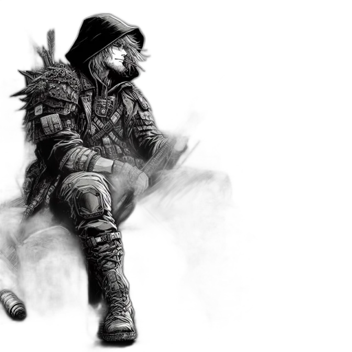 jacket, mask, dragon, sword transparent PNG cut-out