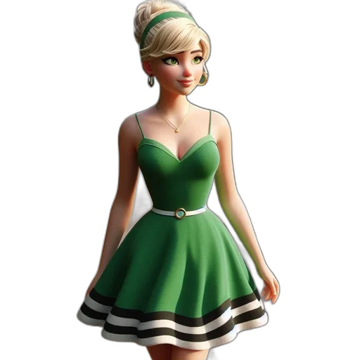 dress, 3d render, concept art, cartoon transparent PNG cut-out