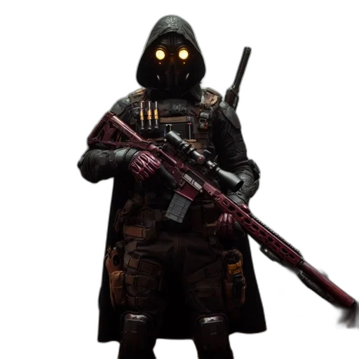 weapon, staff, mask, jacket transparent PNG cut-out