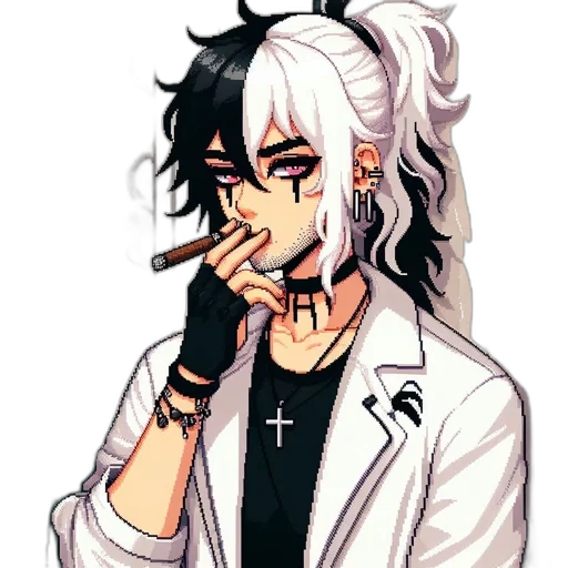 staff, jacket, pixel art, anime transparent PNG cut-out
