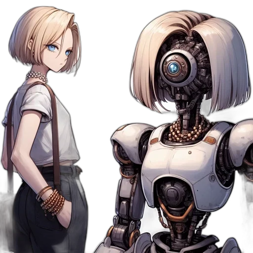 robot, dress, weapon, concept art transparent PNG cut-out
