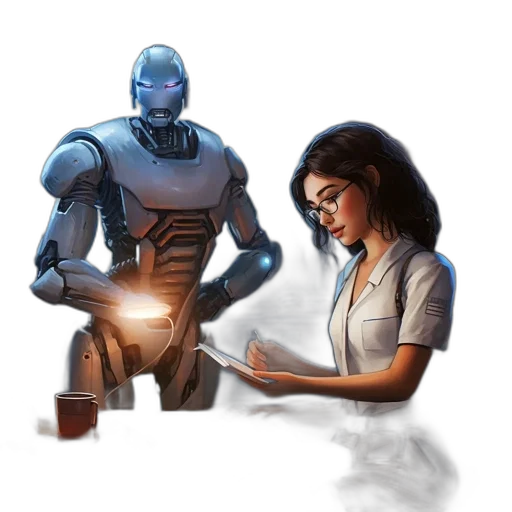 robot, concept art, comic book art, fantasy art transparent PNG cut-out