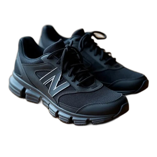 shoes, 3d render, pair, black transparent PNG cut-out