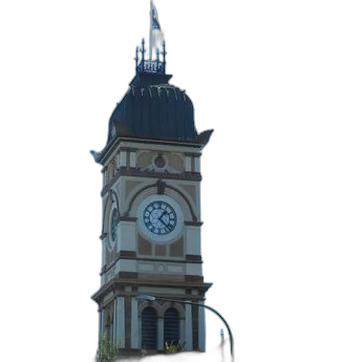 building, staff, umbrella, 3d render transparent PNG cut-out