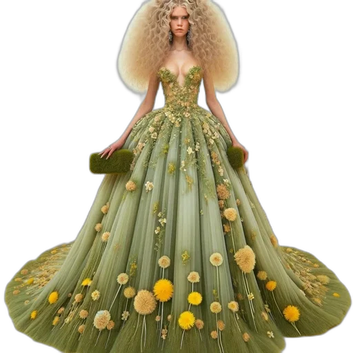 dress, fantasy art, concept art, 3d render transparent PNG cut-out