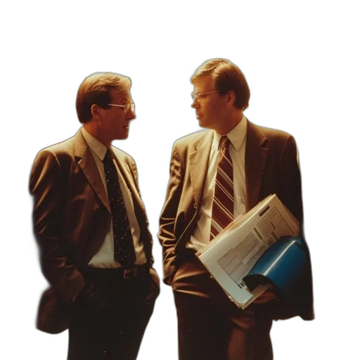 staff, jacket, two, men transparent PNG cut-out