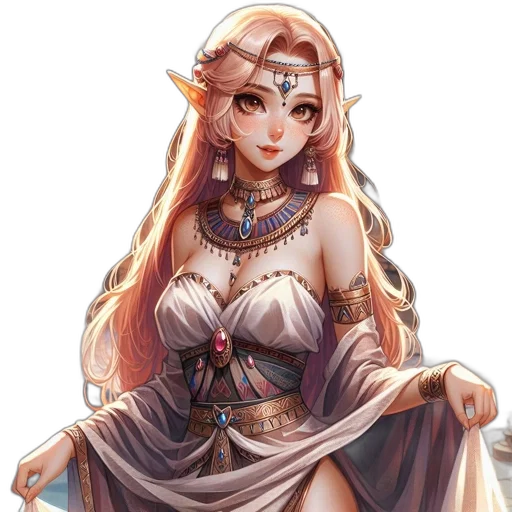 dress, crown, staff, jewelry transparent PNG cut-out