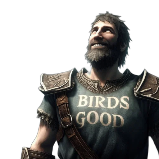 concept art, fantasy art, 3d render, bearded transparent PNG cut-out