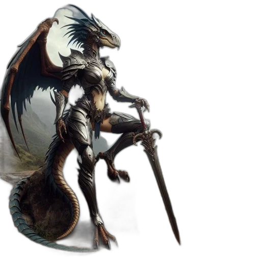 dragon, creature, animal, sword transparent PNG cut-out