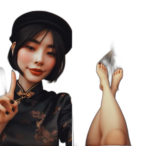 shoes, dress, face, photorealistic transparent PNG cut-out