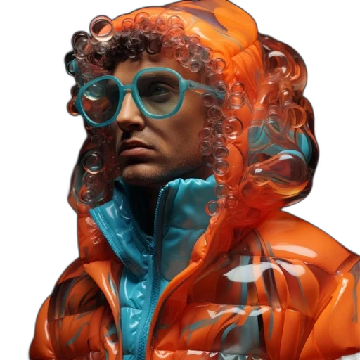 jacket, face, cyberpunk, 3d render transparent PNG cut-out