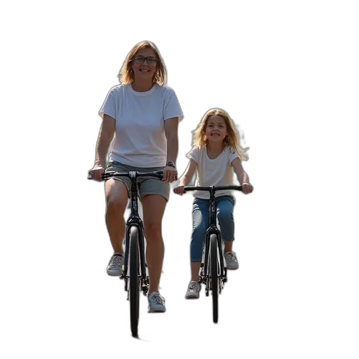 3d render, photorealistic, mother, daughter transparent PNG cut-out