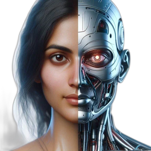 robot, face, concept art, cyberpunk transparent PNG cut-out
