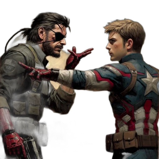 comic book art, concept art, two, figures transparent PNG cut-out