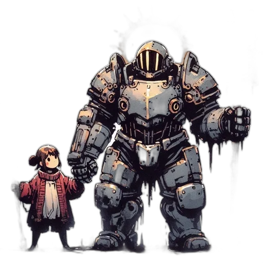 robot, weapon, concept art, pixel art transparent PNG cut-out