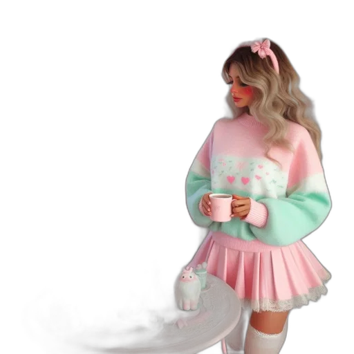 dress, 3d render, vaporwave, concept art transparent PNG cut-out