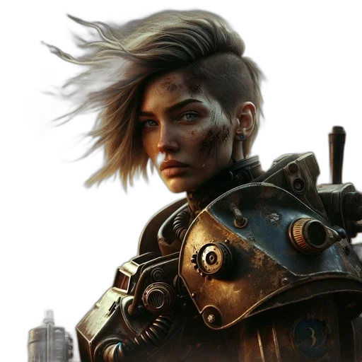 face, concept art, cyberpunk, fantasy art transparent PNG cut-out