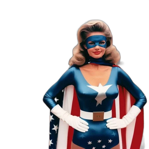 comic book art, american, flag-inspired, superheroine transparent PNG cut-out