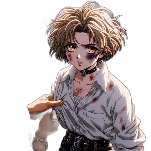 staff, hair, anime, pixel art transparent PNG cut-out