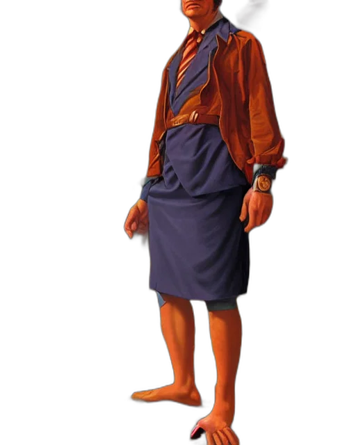 dress, jacket, staff, face transparent PNG cut-out