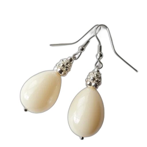 jewelry, pair, ivory, earrings transparent PNG cut-out