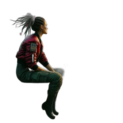 jacket, hair, staff, concept art transparent PNG cut-out