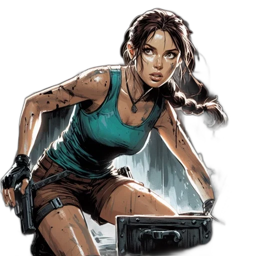 comic book art, concept art, cartoon, cyberpunk transparent PNG cut-out