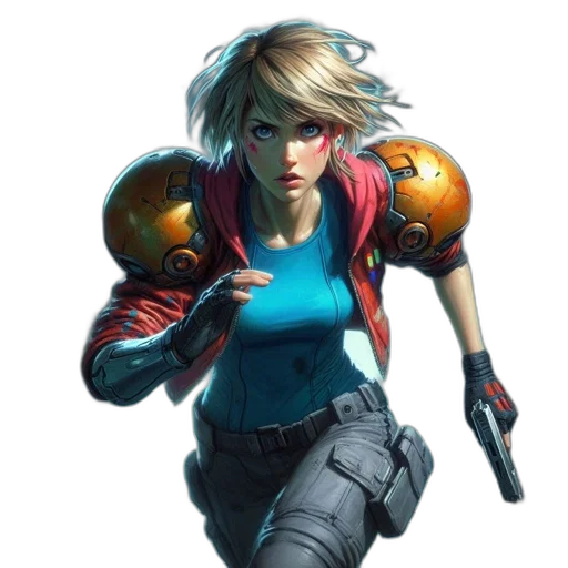 weapon, jacket, concept art, cyberpunk transparent PNG cut-out