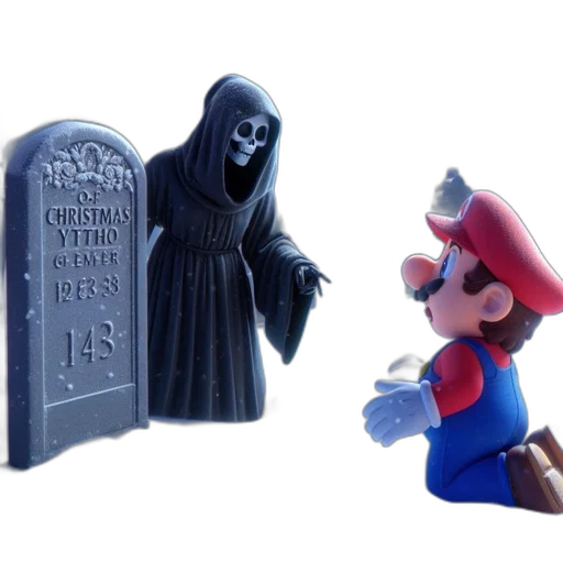 3d render, concept art, mario, kneels transparent PNG cut-out