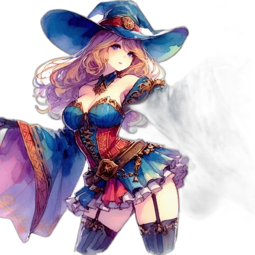 hat, dress, staff, weapon transparent PNG cut-out