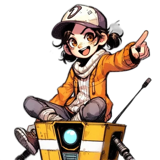 robot, staff, weapon, hat transparent PNG cut-out