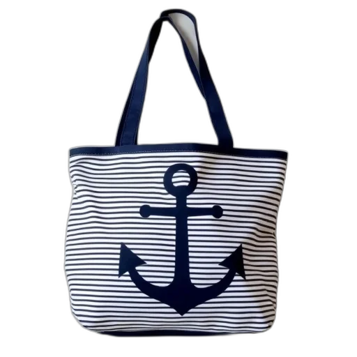 nautical, anchor, stripes, tote transparent PNG cut-out