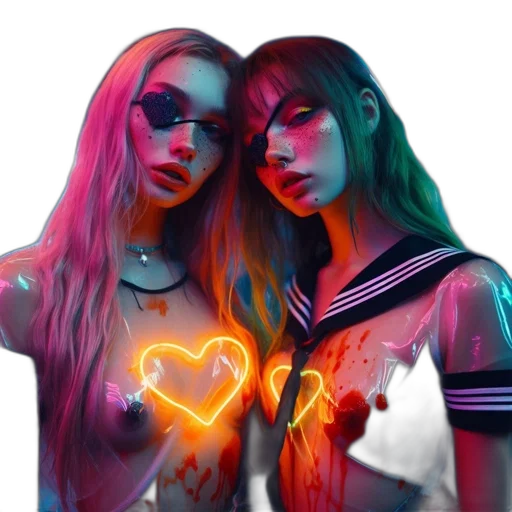 jacket, dress, cyberpunk, vaporwave transparent PNG cut-out