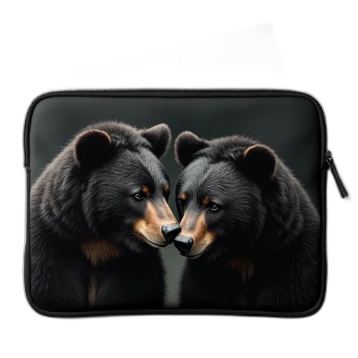 black, bear, laptop, sleeve transparent PNG cut-out