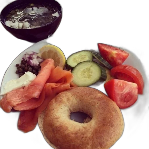 food, plate, bagel, salmon transparent PNG cut-out