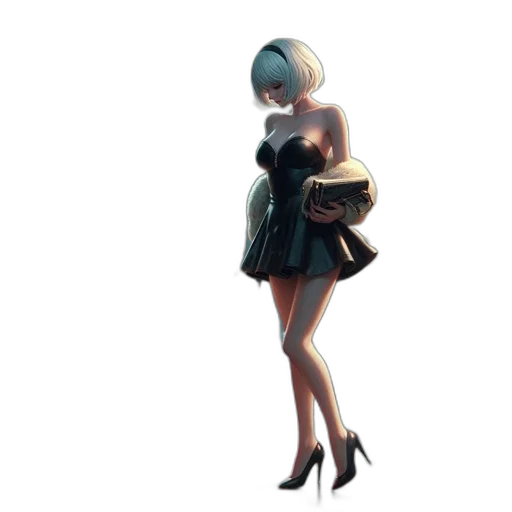 dress, robot, staff, creature transparent PNG cut-out