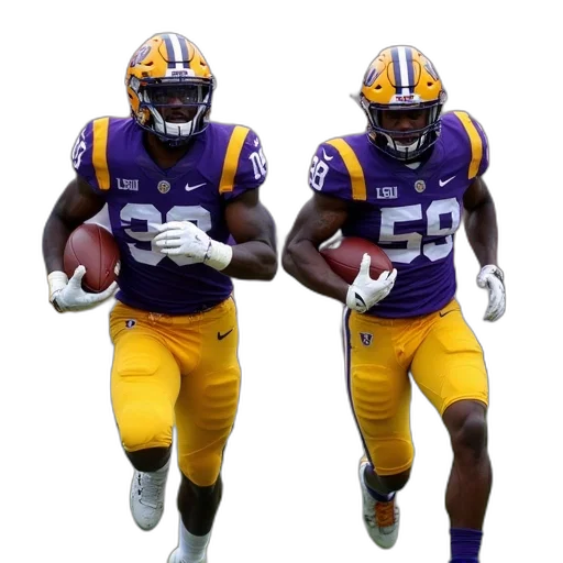 two, lsu, football, players transparent PNG cut-out