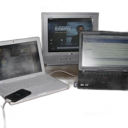 staff, two, laptops, wooden transparent PNG cut-out