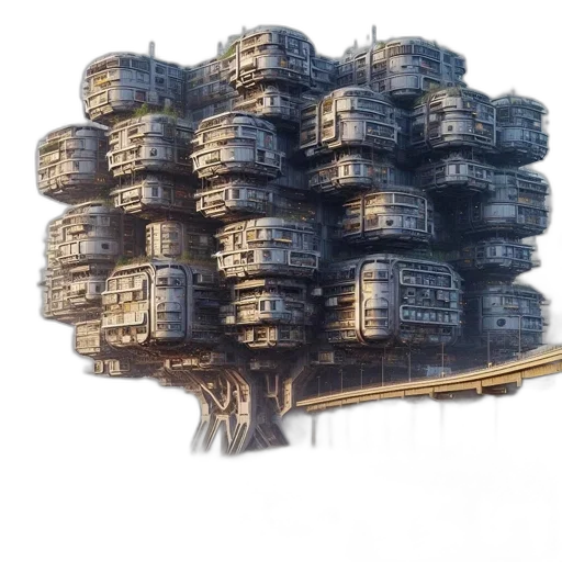 robot, building, tree, crown transparent PNG cut-out