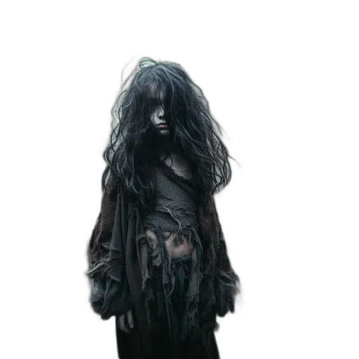 dress, hair, creature, mask transparent PNG cut-out