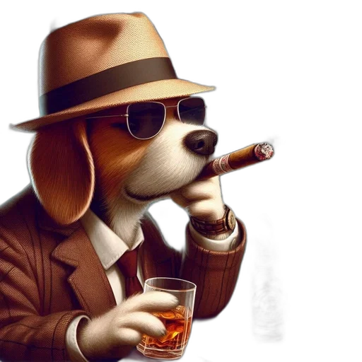 animal, hat, jacket, photorealistic transparent PNG cut-out
